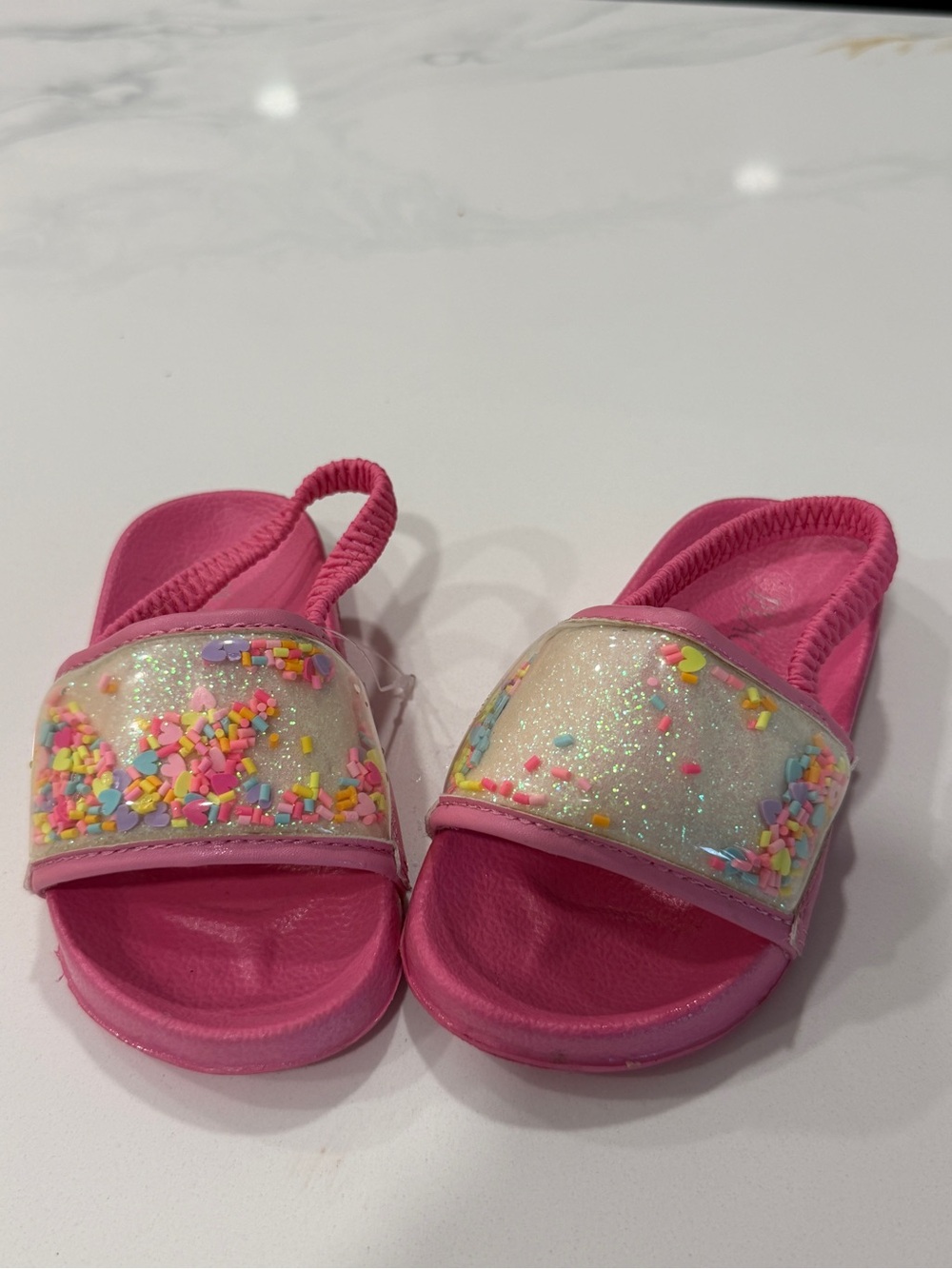 Girls' Pink Glitter Sprinkle Slide Sandals